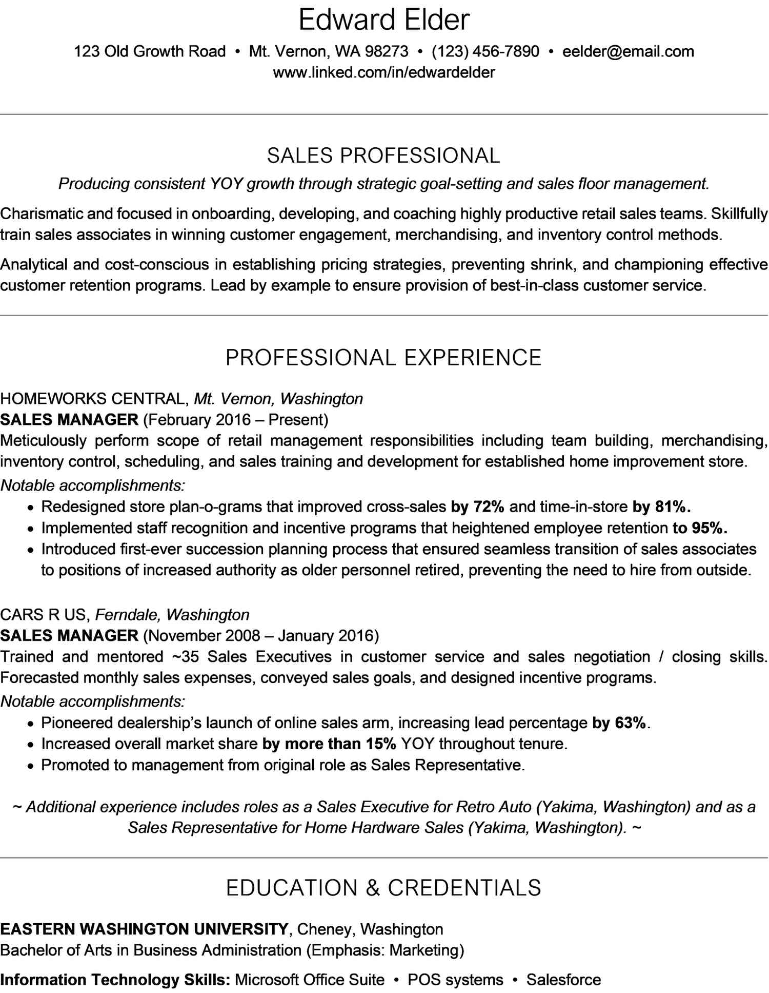 resume template for older job seekers